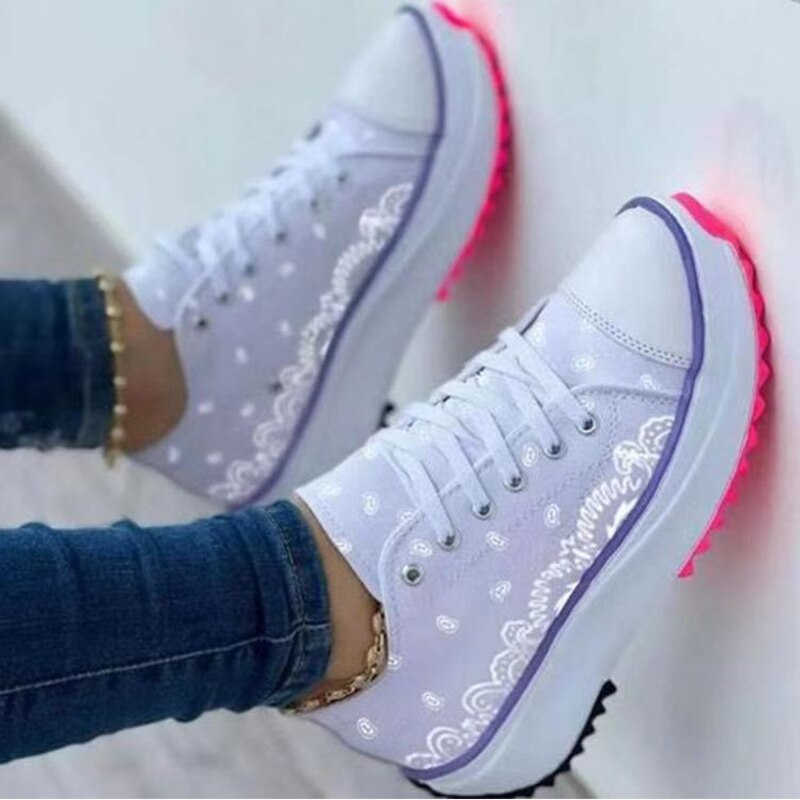 2022 Pattern Canvas Women Sneakers Casual Sport Shoes Comfortable Everyday Wear Lightweight Breathable