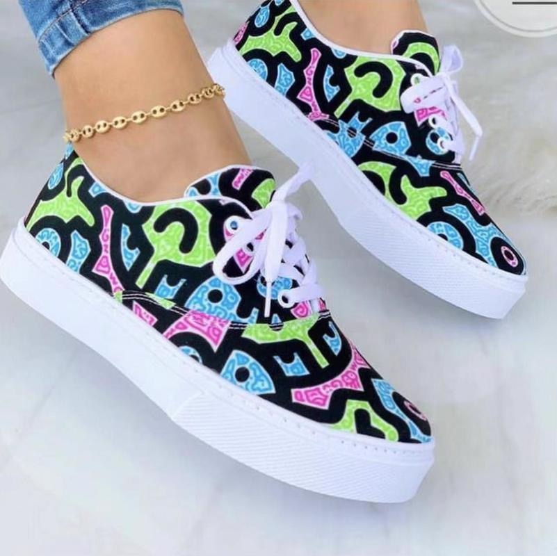 2022 Fashion Graffiti Women Sneakers Trainers Shoes Casual Streetwear Everyday Comfort