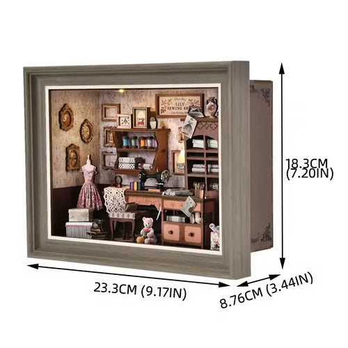 DIY Book Nook Kit 3D Miniature Wooden Doll House Photo Frame Ornament