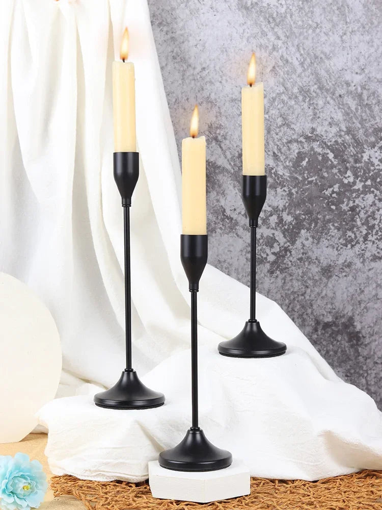 European Style Metal Candlestick Set of 3 Exquisite Durable Candle Holders for Home Decor