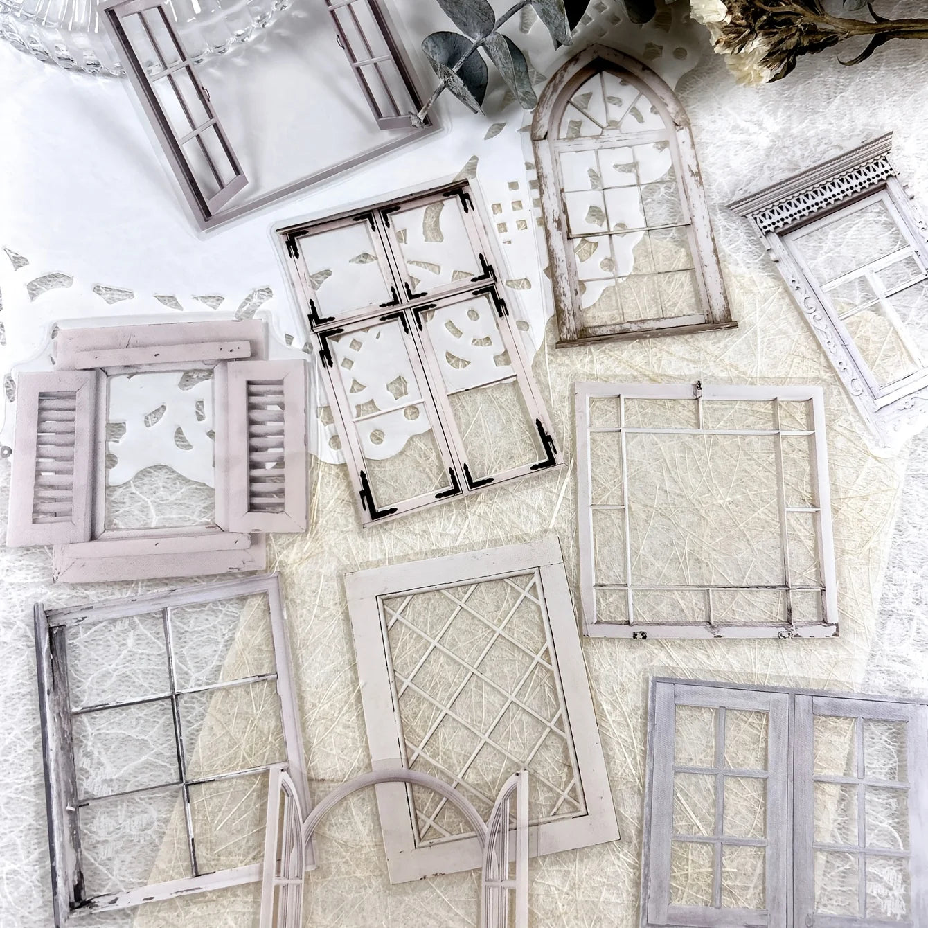 JIANQI 11 Pcs/Pack Retro Gate Stickers Decorative Scrapbooking Collage