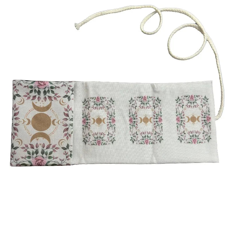 1pc Moon Star Tarot Storage Bag Pink Rose Floral Celestial Polyester