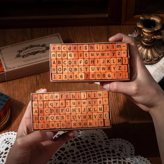 Journal GO 70pcs/set Wooden Rubber Alphabet Letter Number Stamp Set