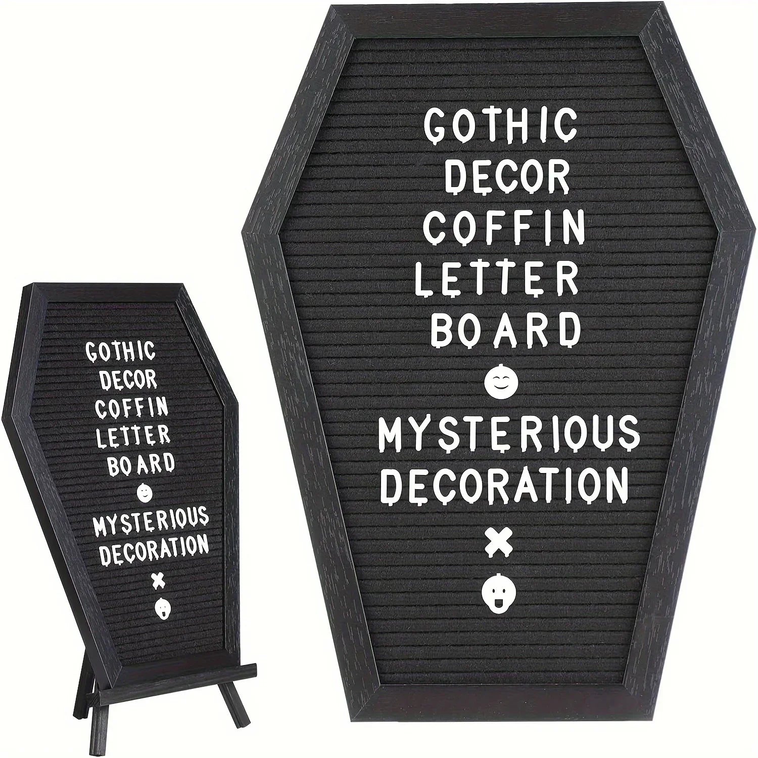 Coffin Letter Board 40x28cm Black With Spooky Wooden Stand Gothic Home Decor For Halloween Fans
