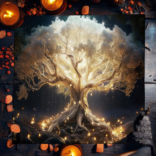 Tree Of Life Tarot Card Tablecloth Moon Phase Plants Table Cloth For