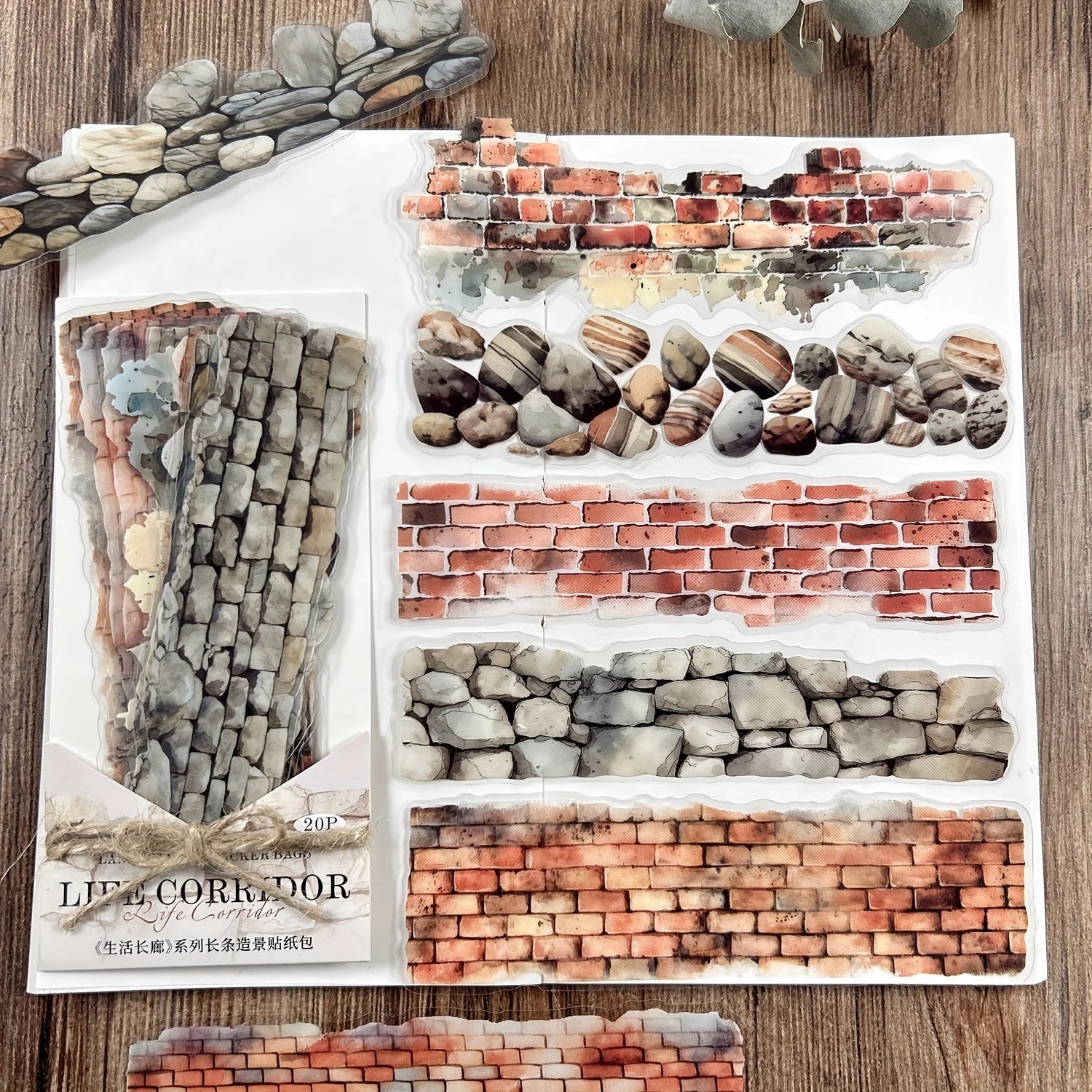 JIANQI 20pcs/pack European Retro Collage Strip Stickers DIY Collage