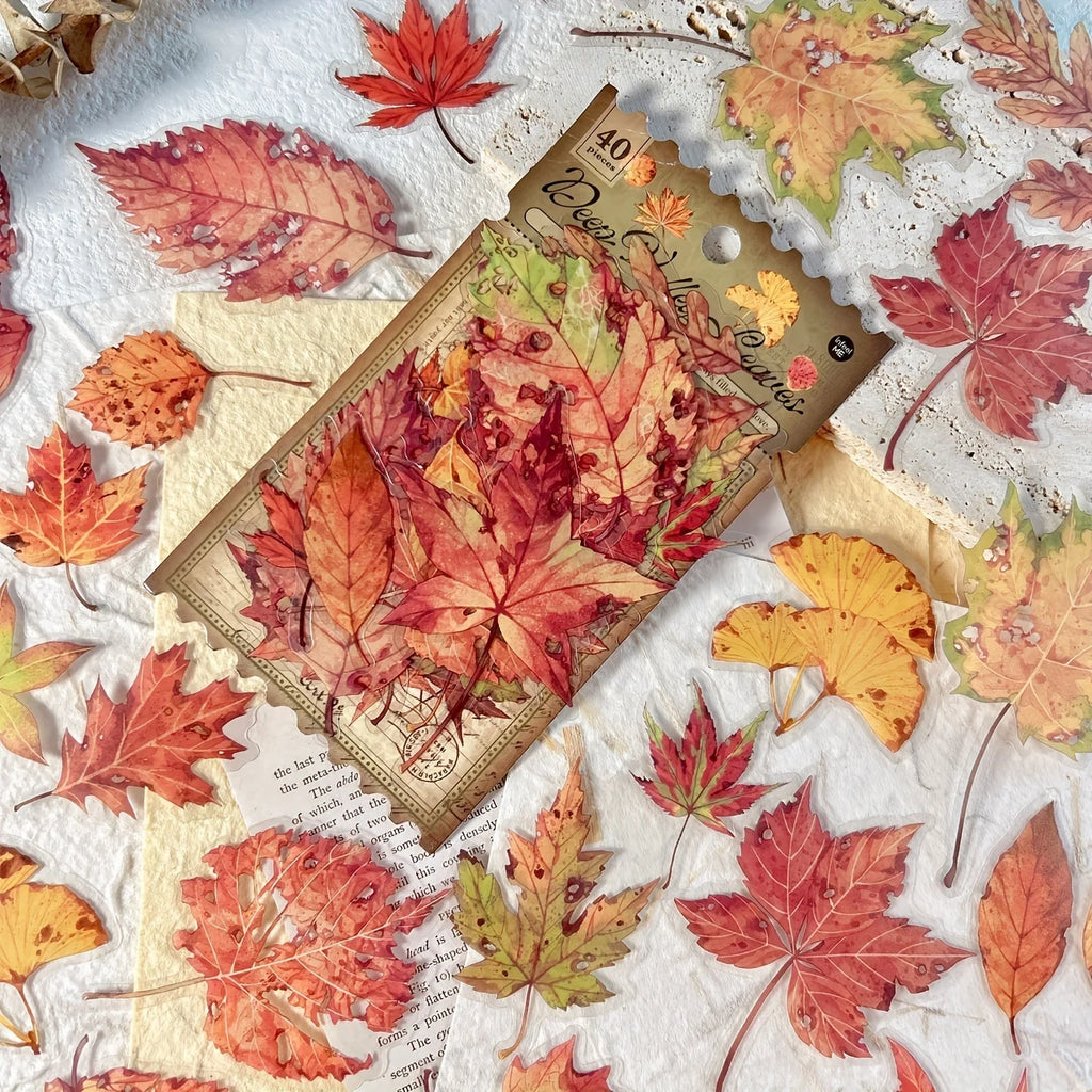 40 Sheets Autumn Leaf And Mushroom Theme Sticker Pack For Journaling DIY Crafts And Projects