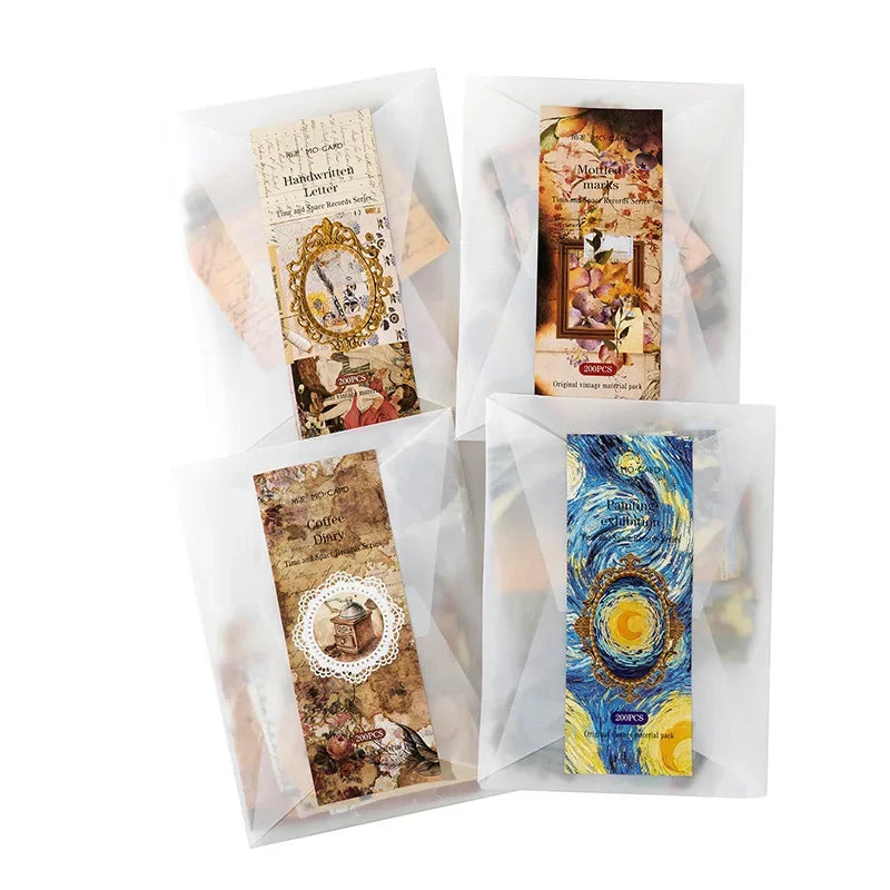 200 Pcs Vintage Stickers material Paper Scrapbooking Set Planner Hand