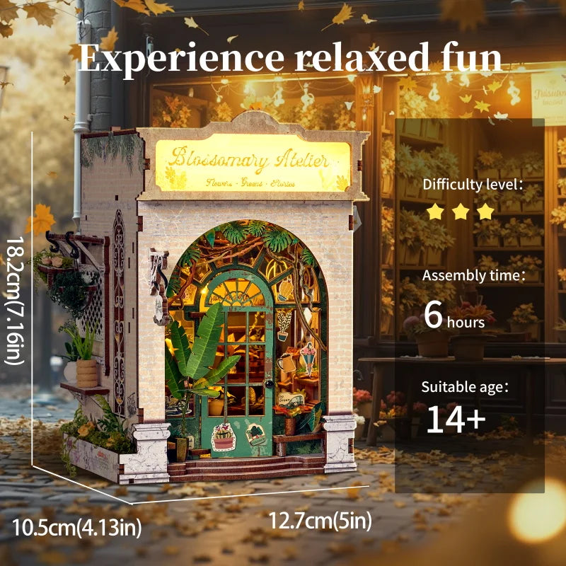 DIY Book Nook Kit Miniature Booknook 3D Wooden Puzzle Bookshelf Insert