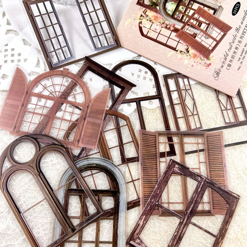 JIANQI 11 Pcs/Pack Retro Gate Stickers Decorative Scrapbooking Collage