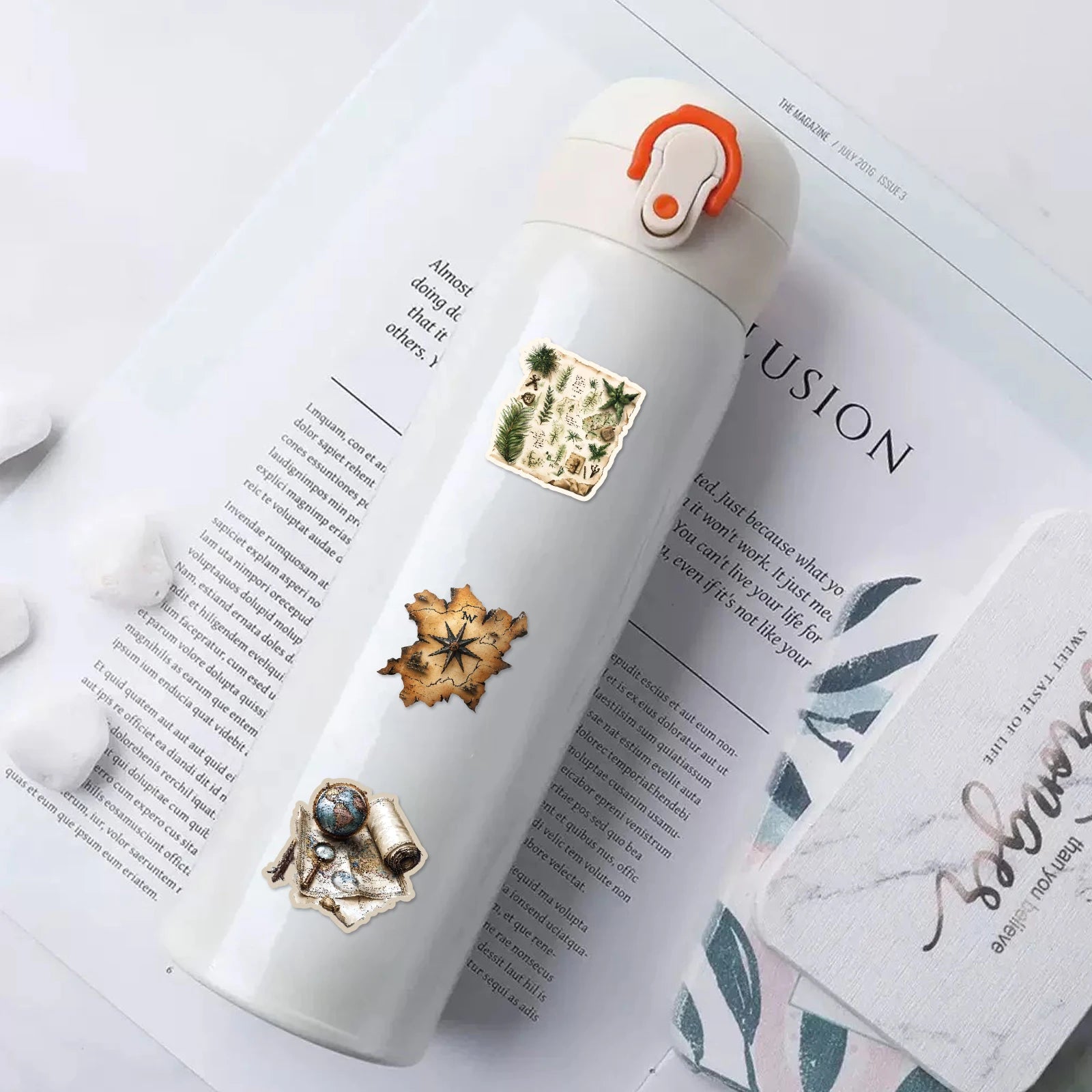 50 Pcs Vintage World Map Travel Stickers Graffiti Decor For Junk Journals Scrapbooks Do It Yourself