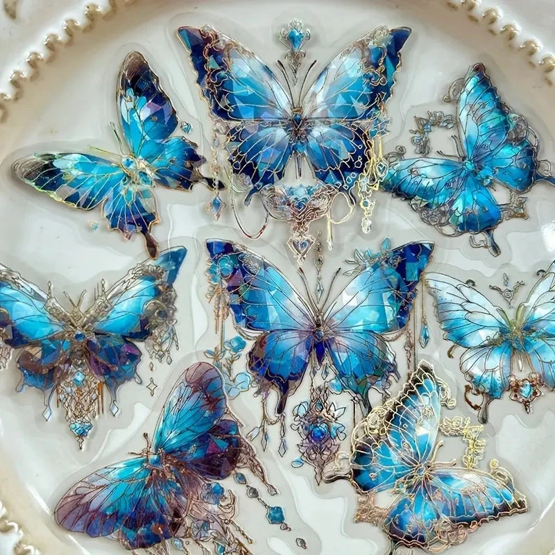 20 Pieces Butterfly Decorative PET Stickers for DIY Projects and Retro Handbook Craft Material