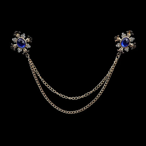 Fashion Gentleman Tassel Brooch For Men Suit Shirt Collar Crystal