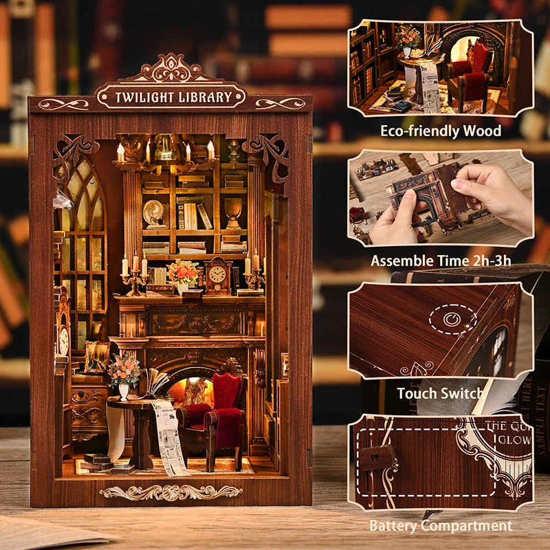 DIY Book Nook Kit Miniature Booknook Wooden Doll House 3D Puzzle
