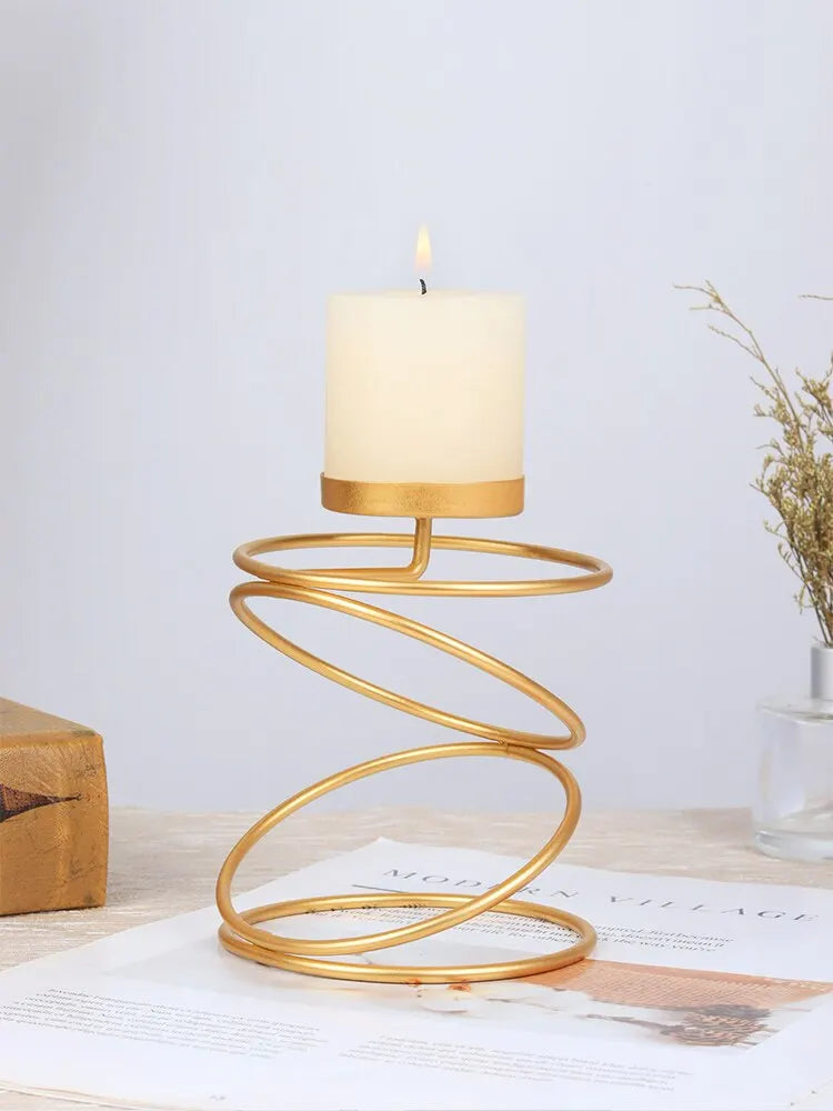 Ins Luxury Style Metal Candle Holders Simple Golden Wedding Decoration