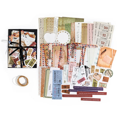 JIANQI 85pcs Vintage Decor Scrapbook Sticker Materials Paper Combo Kit