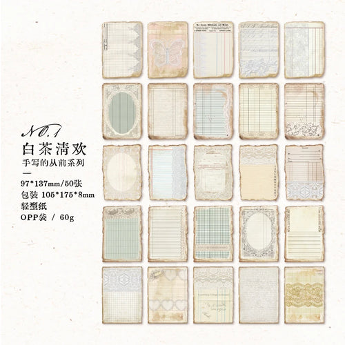 JIANQI 50pcs Vintage Decor Scrapbooking Materials Paper Combo Kit DIY