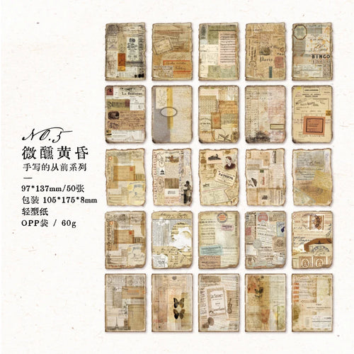 JIANQI 50pcs Vintage Decor Scrapbooking Materials Paper Combo Kit DIY