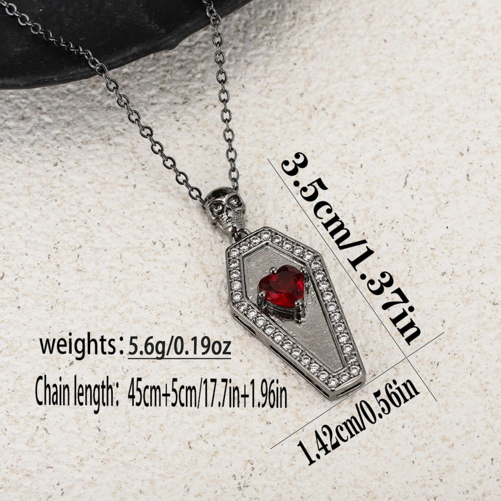 New gothic coffin collarbone chain inlaid zirconia love skull dark