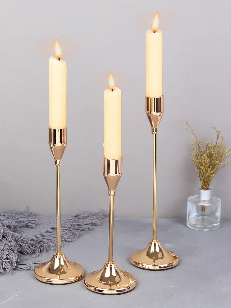 European Style Metal Candle Holders Set Of 3 Candlesticks For Home Decor And Versatile Use