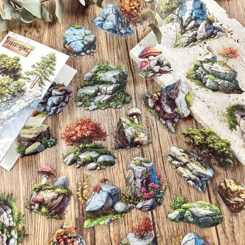 25 pcs Forest animals and stones Stickers aesthetic Decorative Diary