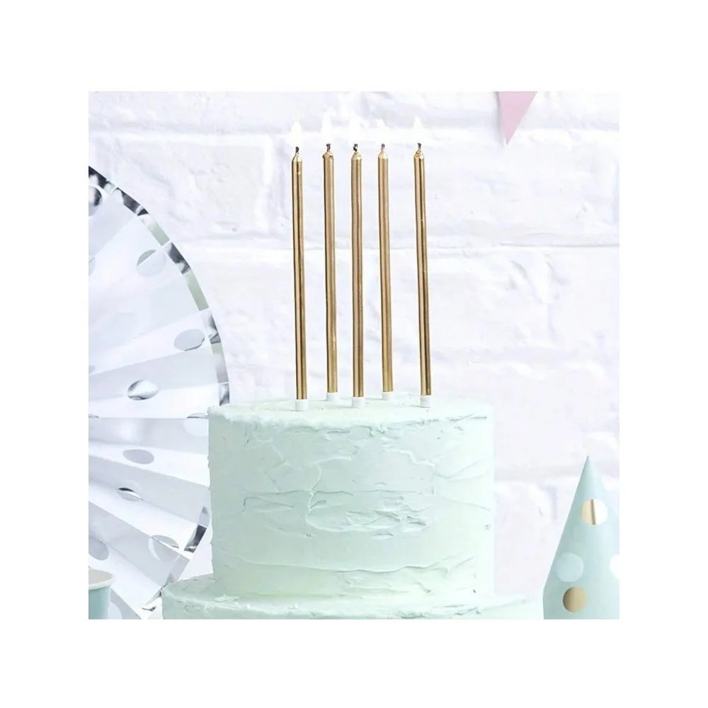 6 Pieces Metallic Candle Long Green Candle Birthday Candles with