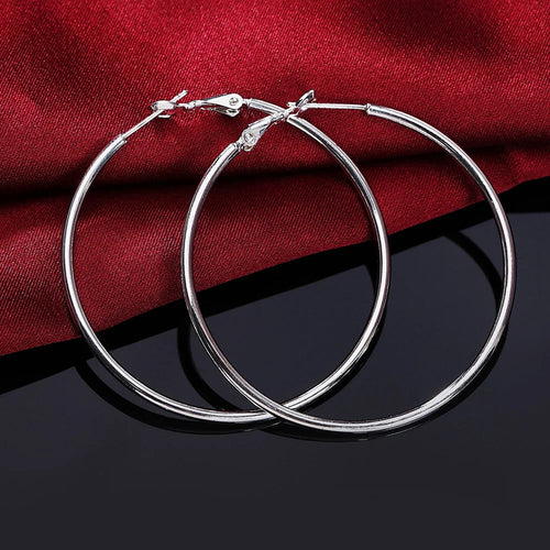 Top Quality 925 Sterling Silver Earrings Simple Round Circle Hoop