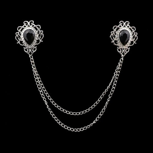 Fashion Gentleman Tassel Brooch For Men Suit Shirt Collar Crystal