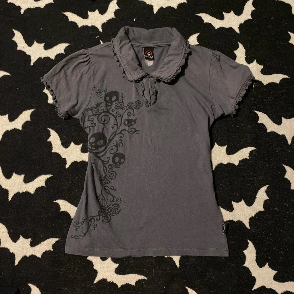 Punk Vintage 2000s Streetwear T shirts Women Clothes Gothic Slim