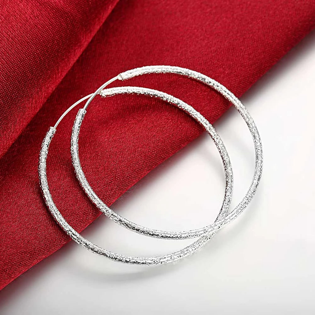 Top Quality 925 Sterling Silver Earrings Simple Round Circle Hoop