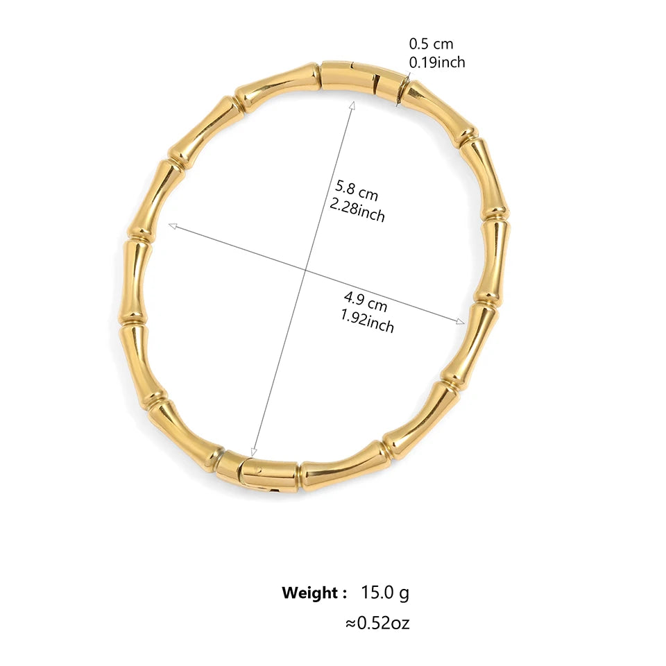 Fashion Smooth Ring Bamboo Shape Stainless Steel Bracelets For Women