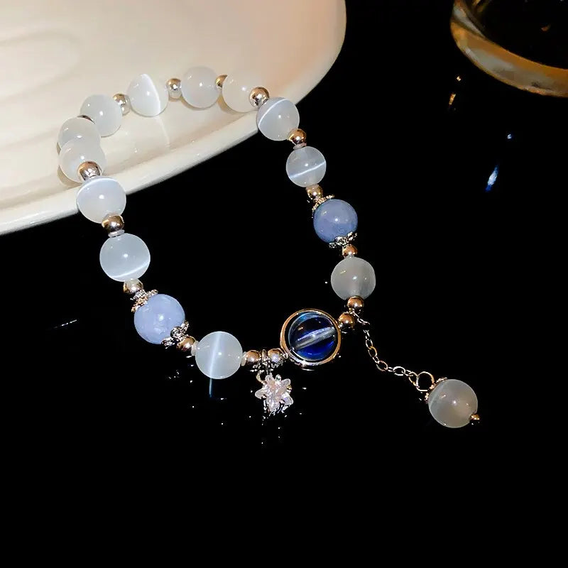 Blue Purple Color Opal Stone Bracelet For Women Girls Shiny Crystal