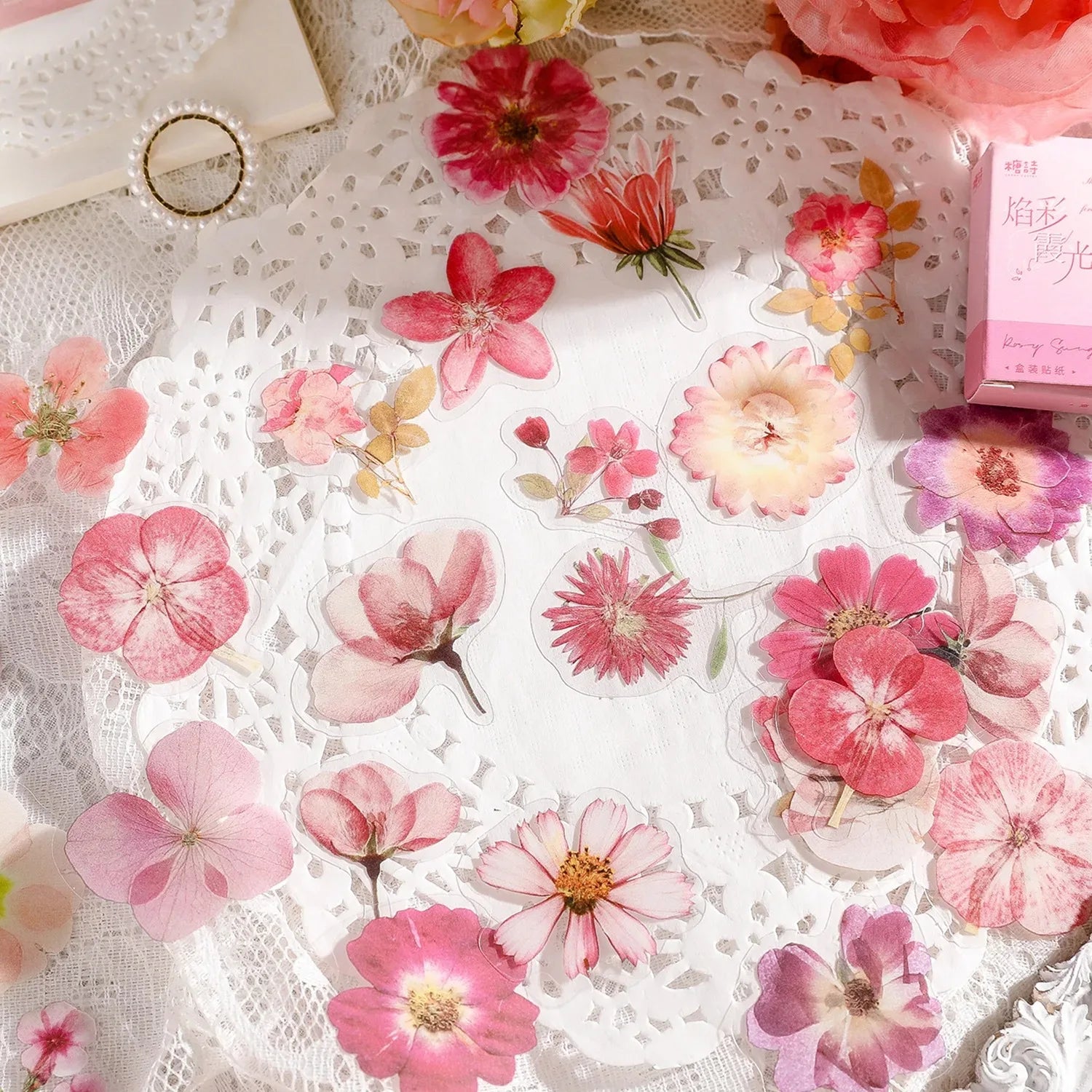 45Pcs Flower Language Kawaii PET Journaling Sticker Set For Gift