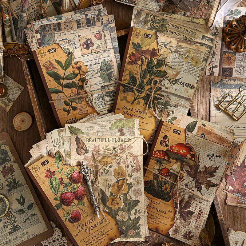 30pcs Lost Memory Series Retro Journal Scrapbook Background Decorative