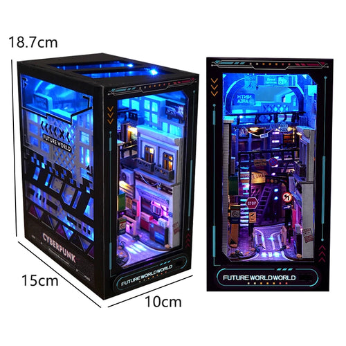 DIY Wooden Book Nook Miniatures Shelf Insert Dollhouse Building