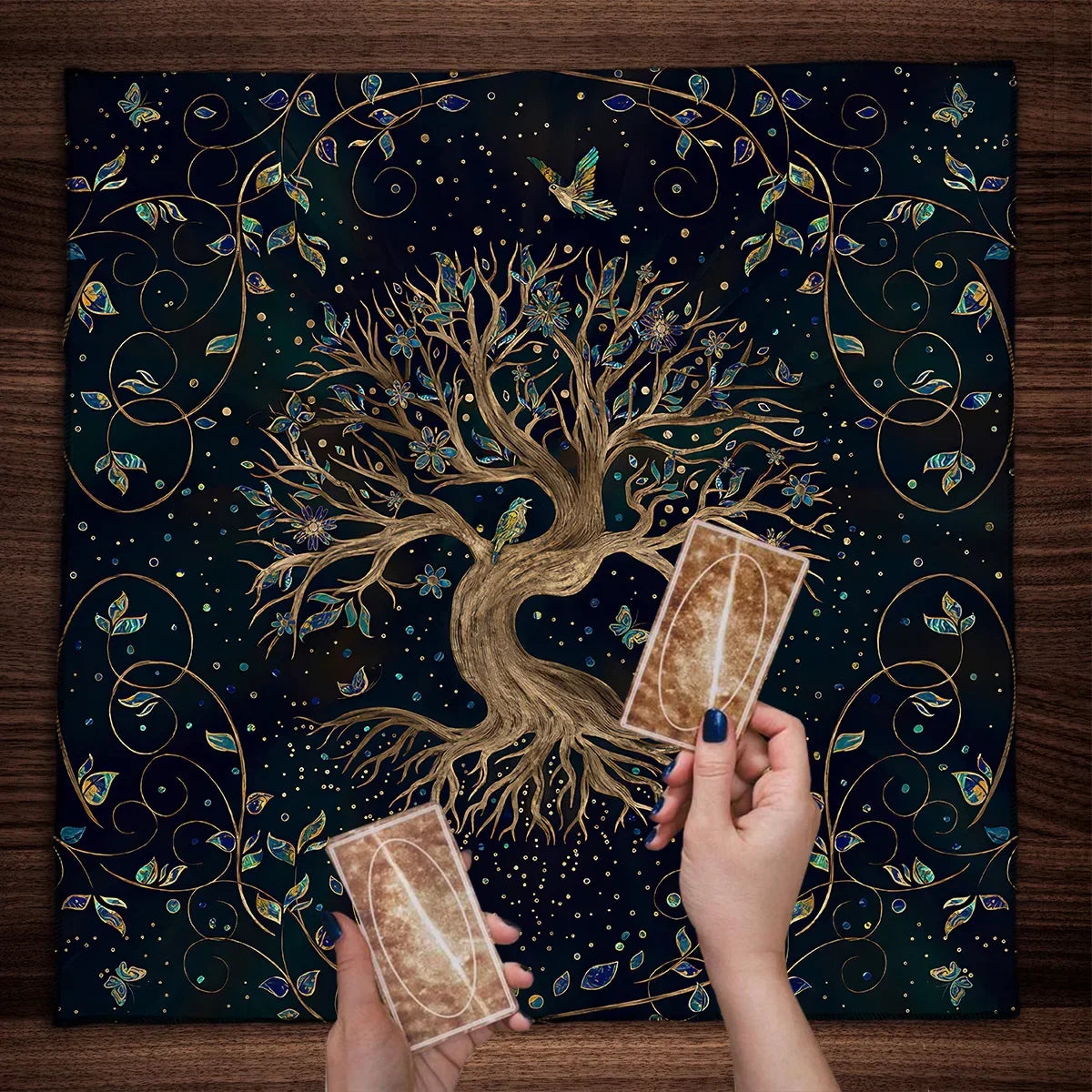 Tree Of Life Tarot Card Tablecloth Moon Phase Plants Table Cloth For