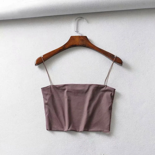 2022 Summer Women's Crop Top Sexy Elastic Cotton Camis sleeveless