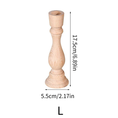Wooden Candlesticks Unfinished Wood Candle Holder Pillar Taper Candle