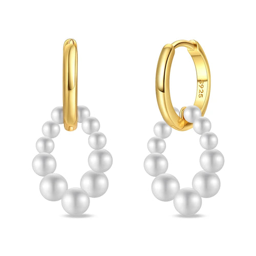 Classic Earrings 925 Silver Stars Moons Pearls Bees Golden Hoop