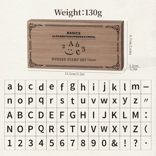 Journal GO 70pcs/set Wooden Rubber Alphabet Letter Number Stamp Set