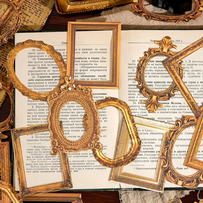 Journamm 30pcs/pack Vintage Cutout Frame Decor Paper Junk Journal DIY