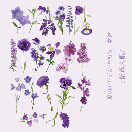 40 Pcs Green Leaf Decorative PET Stickers Set For Scrapbooking Plant Collection Nature Theme