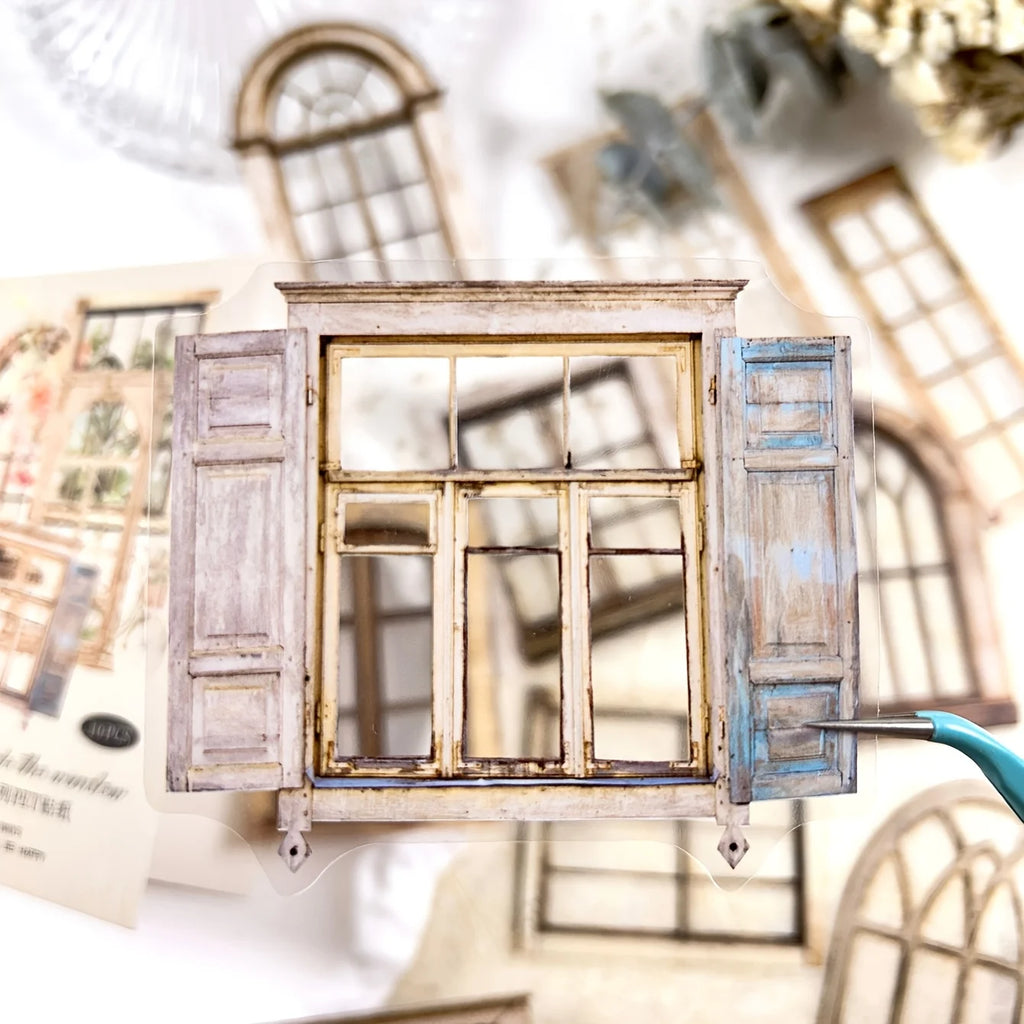 JIANQI 11 Pcs/Pack Retro Gate Stickers Decorative Scrapbooking Collage