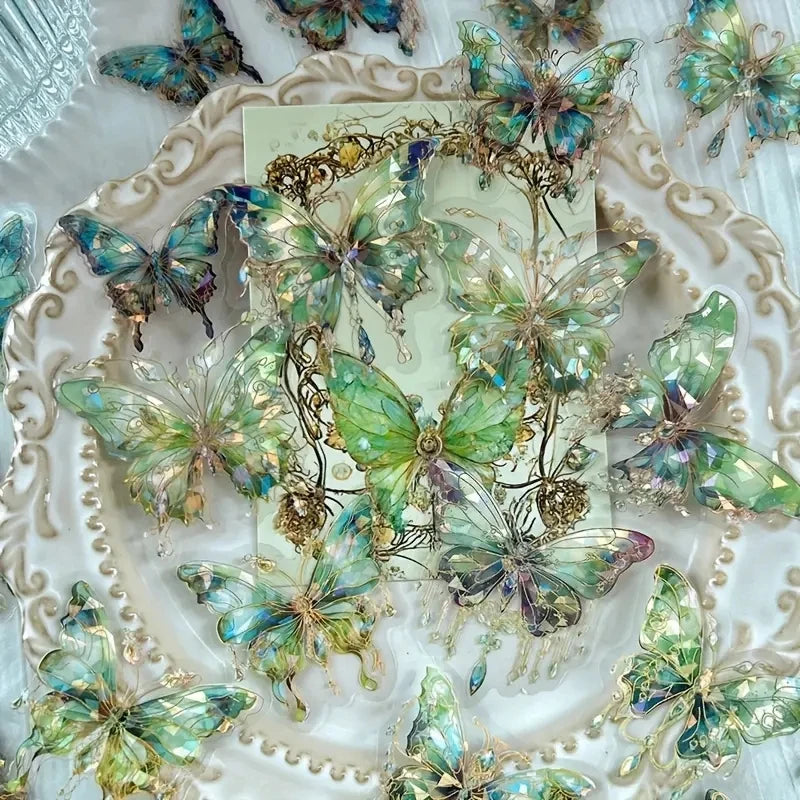 20 Pieces Butterfly Decorative PET Stickers for DIY Projects and Retro Handbook Craft Material