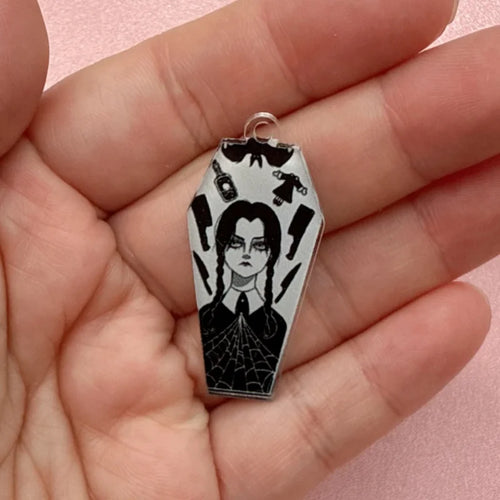 12-Piece Halloween Coffin Acrylic Pendants - DIY Earring & Jewelry Making Charms
