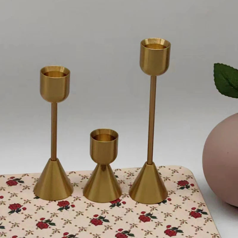 Luxury Golden Color Metal Candle Holders Candlestick Wedding Table