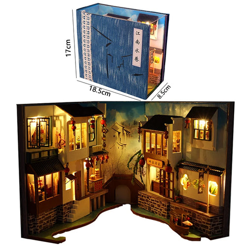 DIY Wooden Book Nook Miniatures Shelf Insert Dollhouse Building