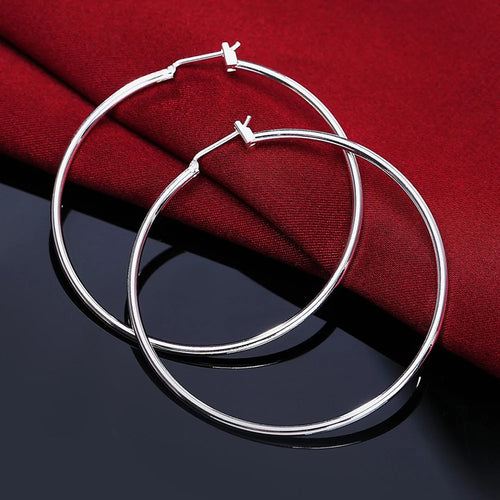 Top Quality 925 Sterling Silver Earrings Simple Round Circle Hoop