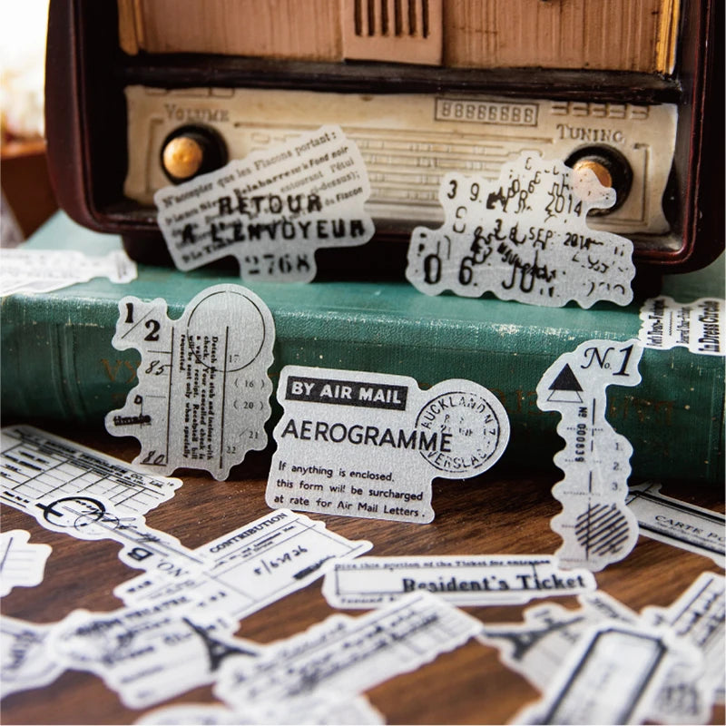 Yoofun 40pcs Retro Black and White Stickers DIY Label Creative Half