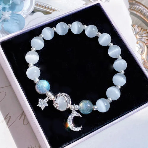 Blue Purple Color Opal Stone Bracelet For Women Girls Shiny Crystal